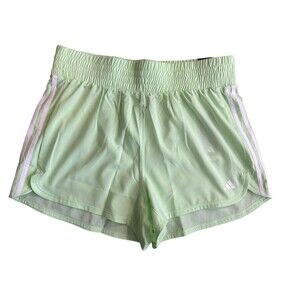 Adidas Pacer Training 3 Stripes Woven High Rise 3" Shorts Women's XL Green New!